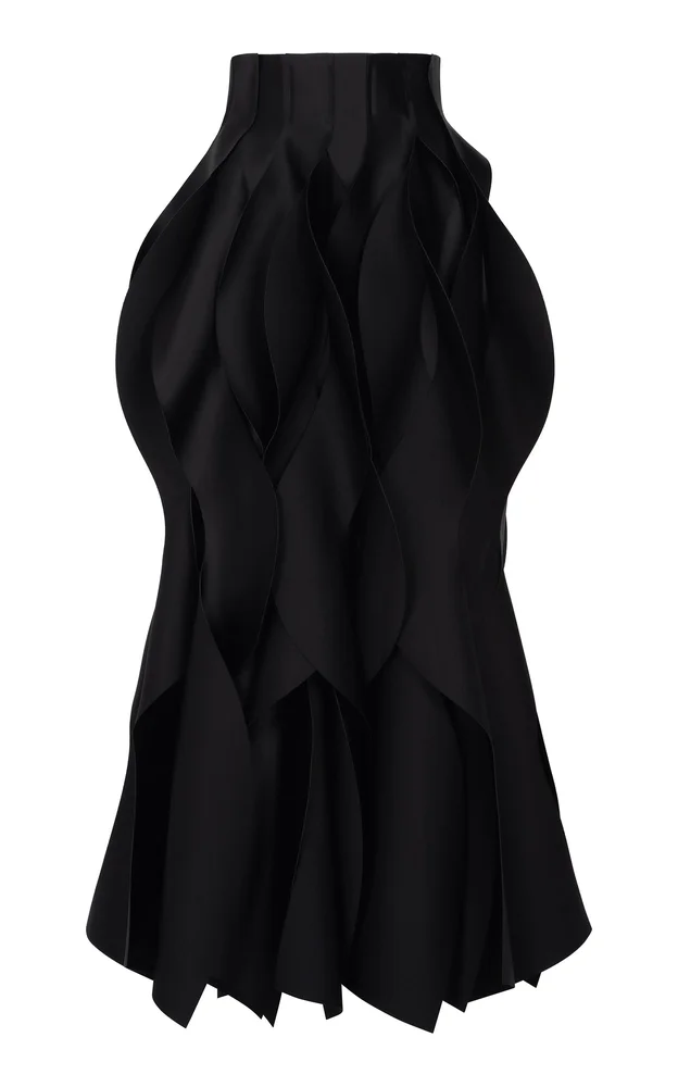 High-Waisted Sculptural Satin Maxi Skirt