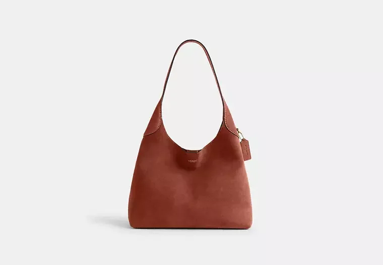 Brooklyn Shoulder Bag 34 in Clay Suede