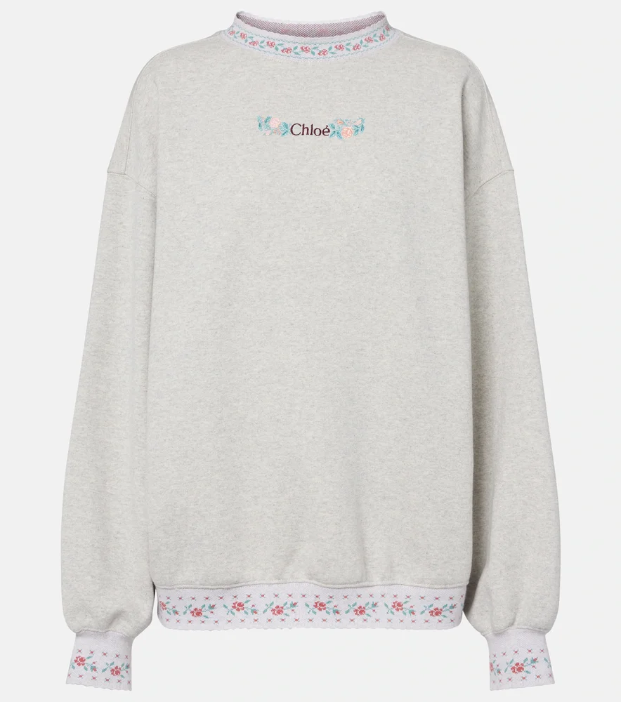 Embroidered cotton jersey sweatshirt