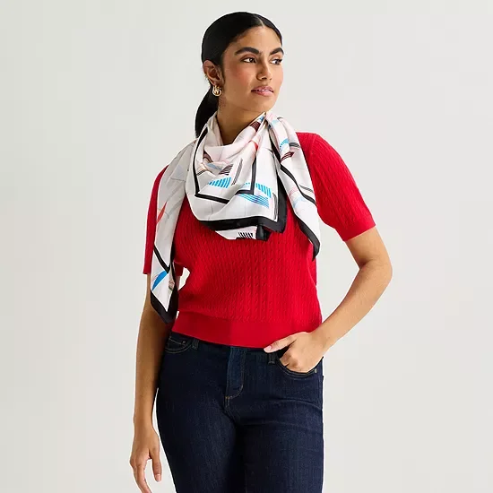 Sailboat Print Square Scarf