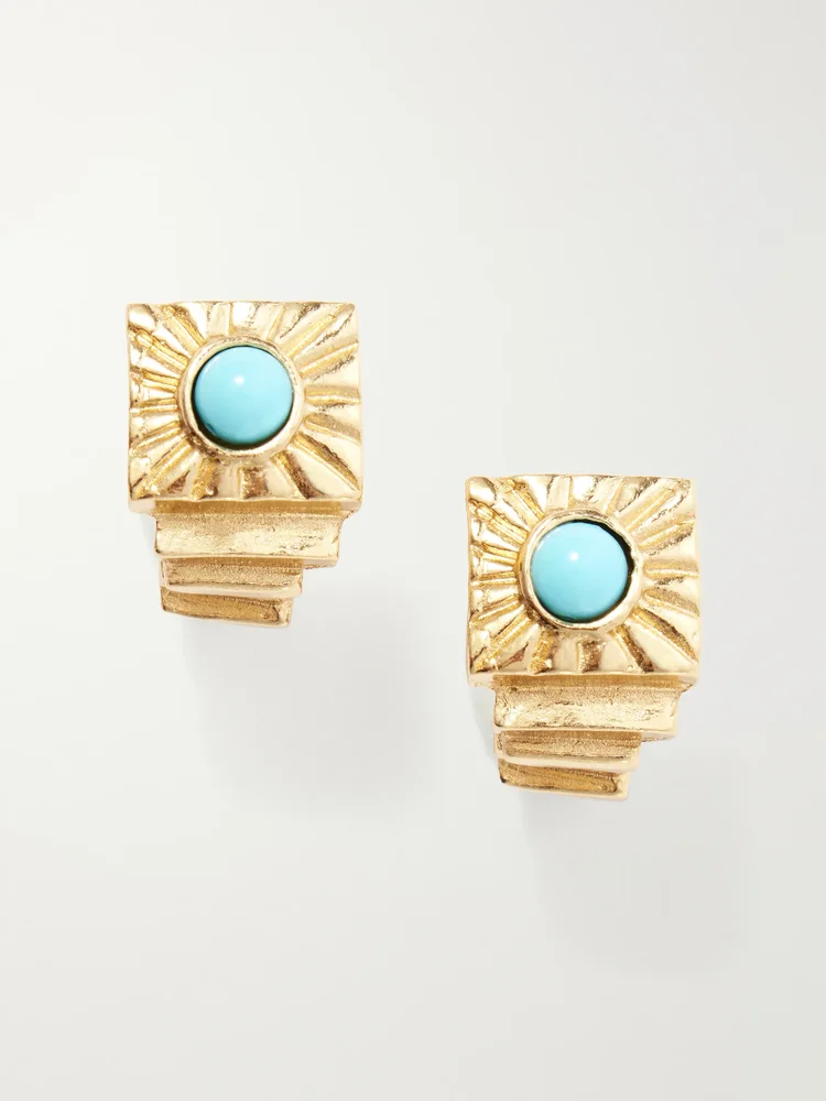 Kabala 18-karat gold-plated pewter turquoise ring