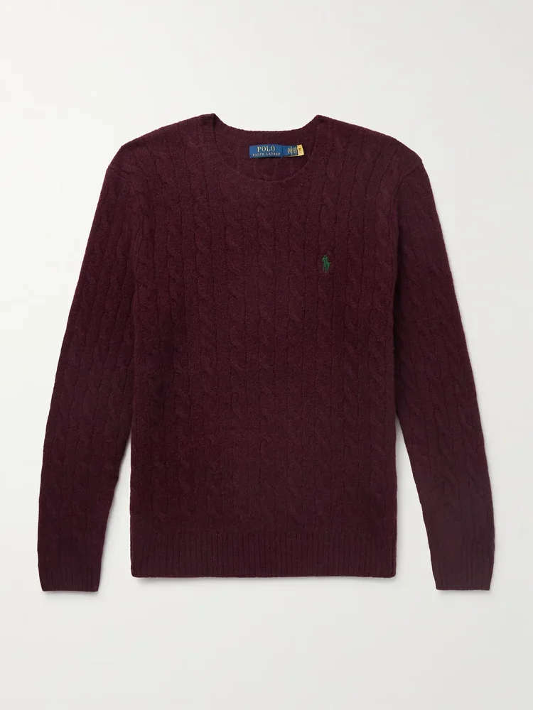 Slim-Fit Cable-Knit Wool and Cashmere-Blend Sweater