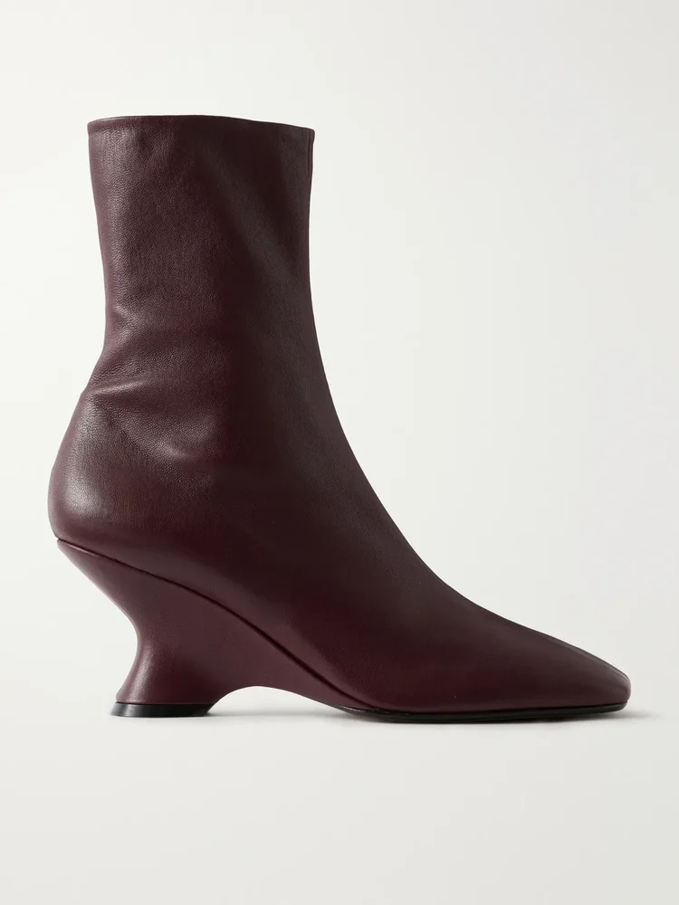 leather wedge ankle boots