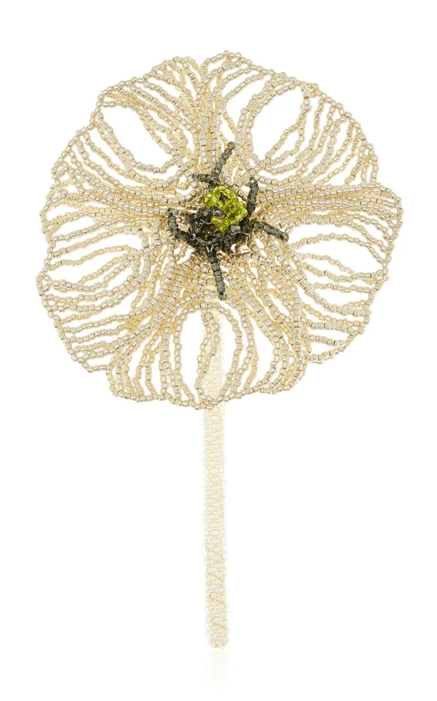Silver Flor Glass Bead Brooch