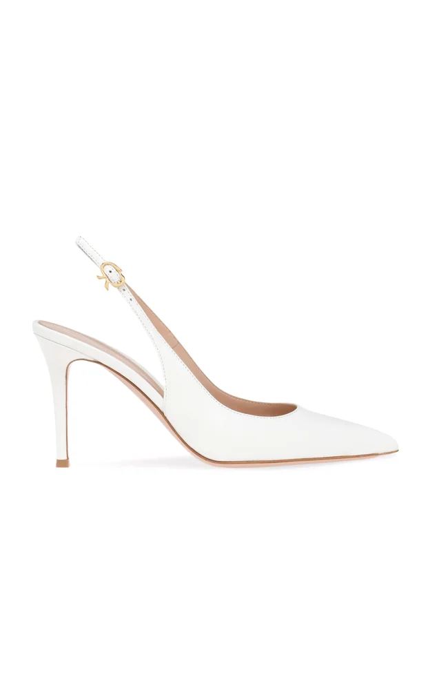 Ribbon Sling Leather Pumps