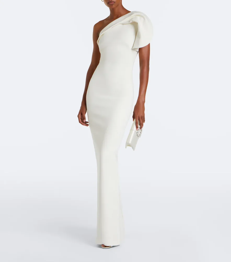 One-shoulder crêpe gown