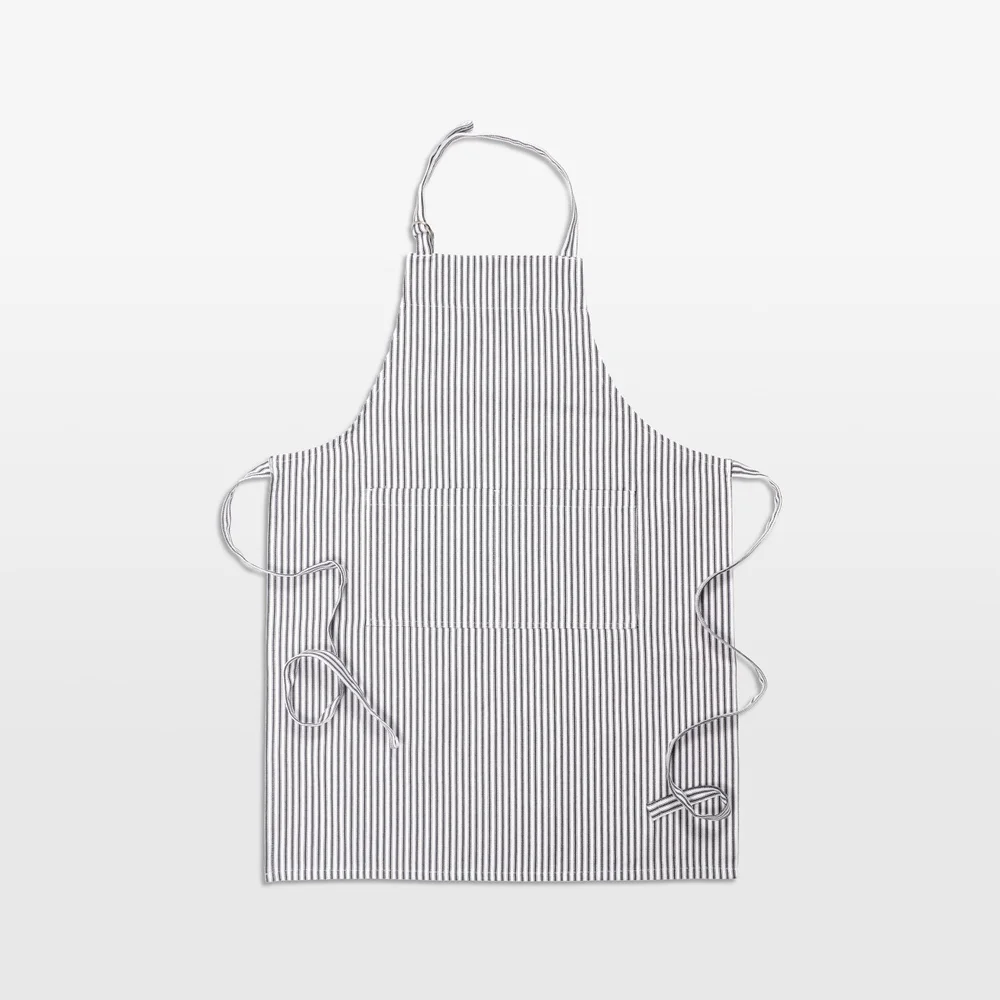Metro Stripe Black Cotton Apron
