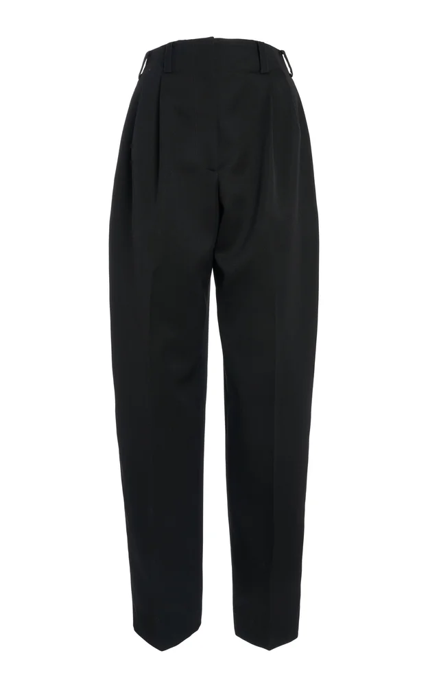 Double-Pleated Low-Waisted Wool Trousers