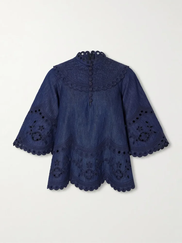mahon broderie anglaise denim shirt