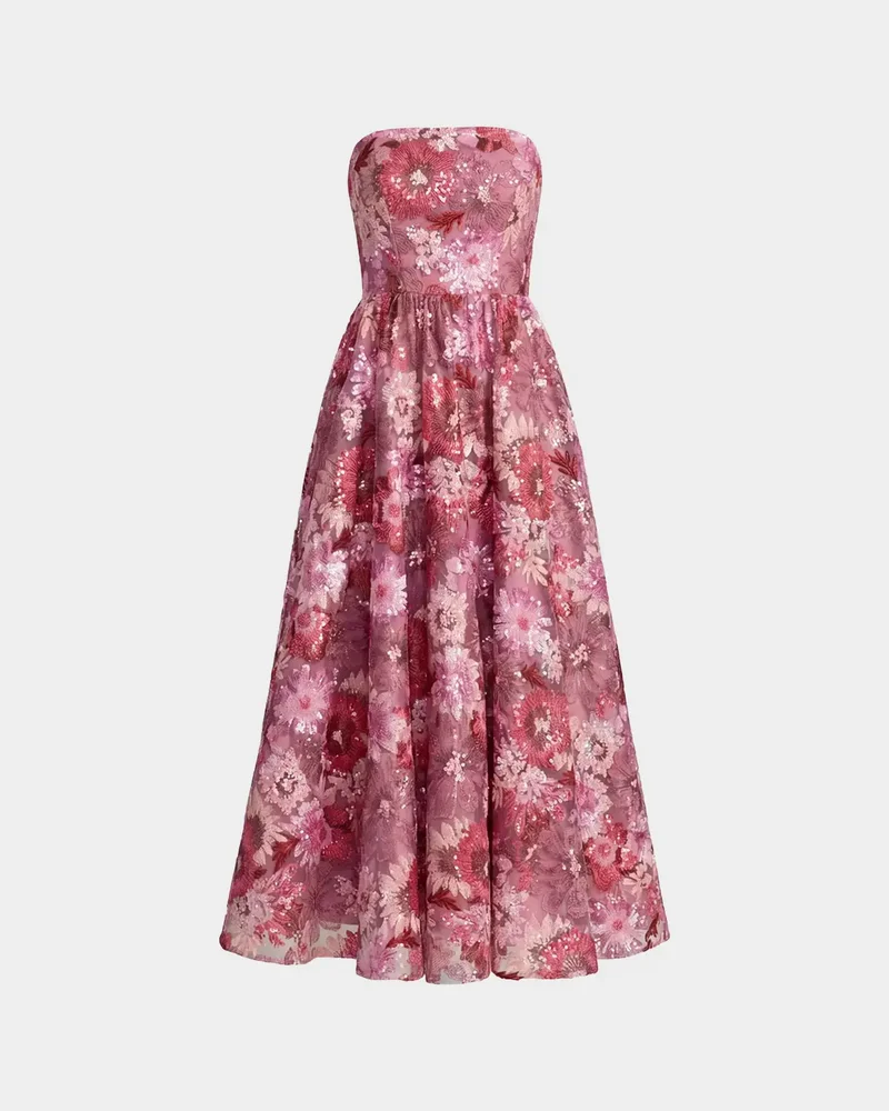 Floral Sequinned A-Line Midi Dress