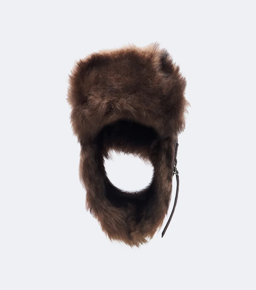 Shearling-Trimmed Cotton-Blend Aviator Hat