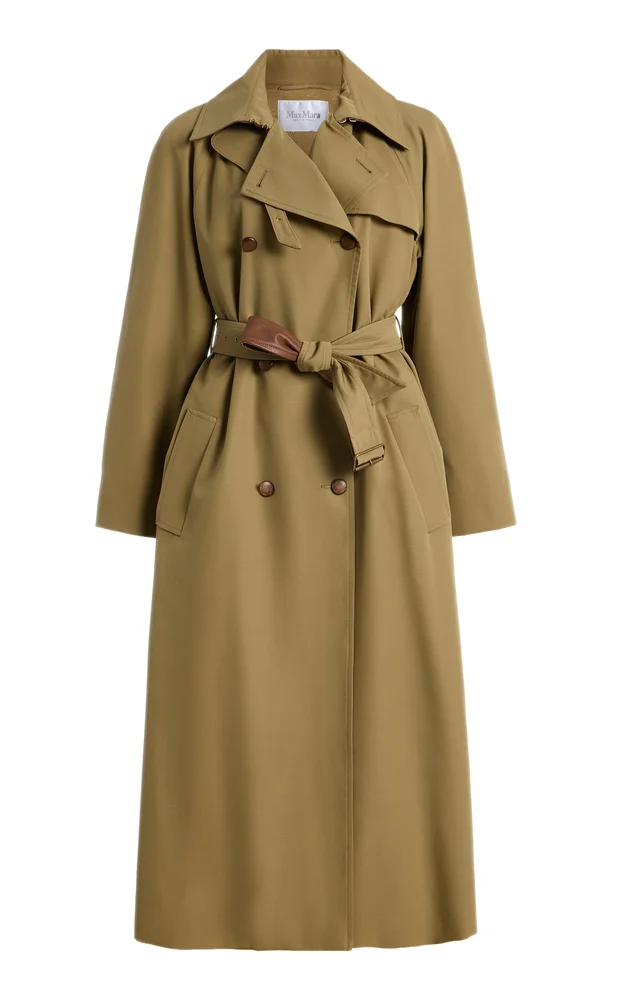 Water-Repellent Double-Breasted Gabardine Trench Coat