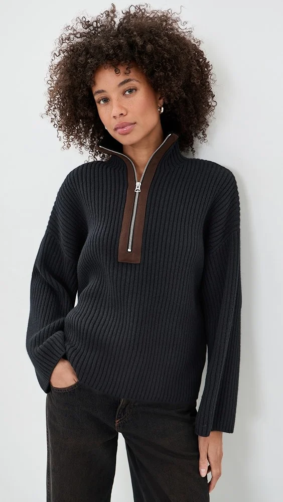 Sigrid Faux Suede Half Zip Sweater