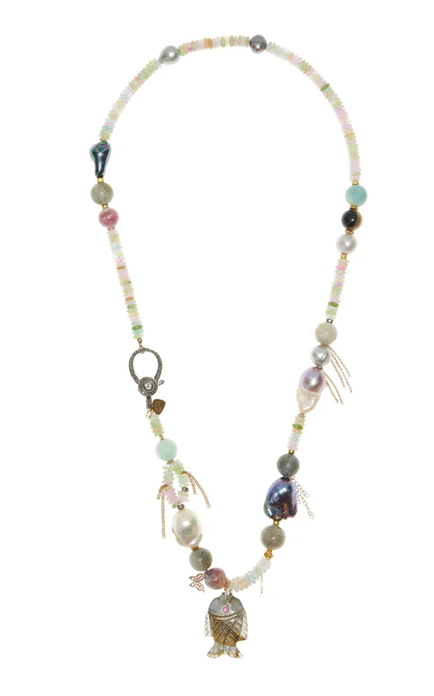 Pastel Cotton Candy Glow Fish Diamond Rockstar Necklace