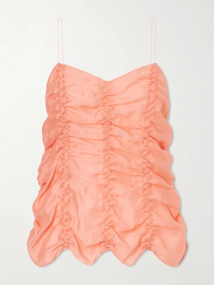 inara ruched silk blend top