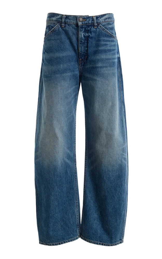 Tribeca Stretch Mid-Rise Barrel-Leg Jeans