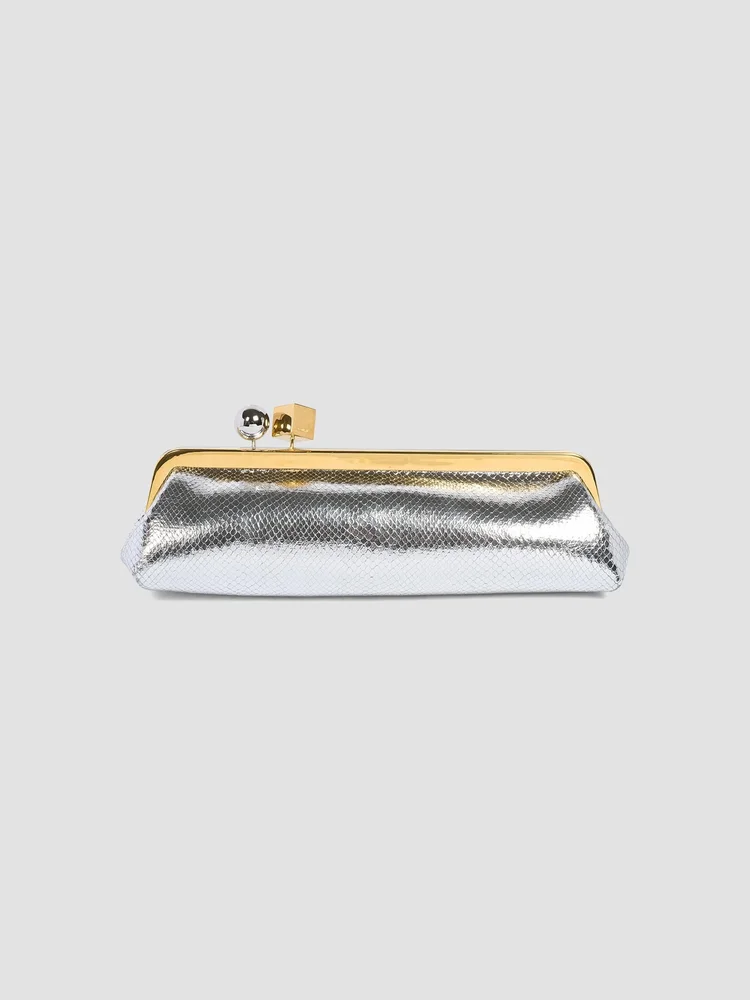 La Pochette Salon Metallic Leather Convertible Clutch