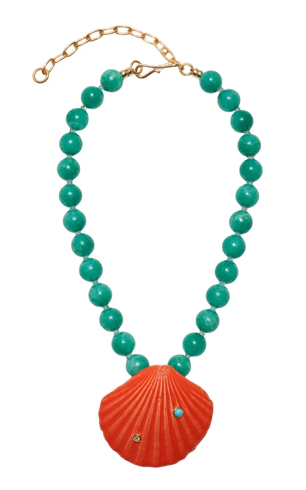 Corfu Gold-Plated Multi-Stone Shell Necklace
