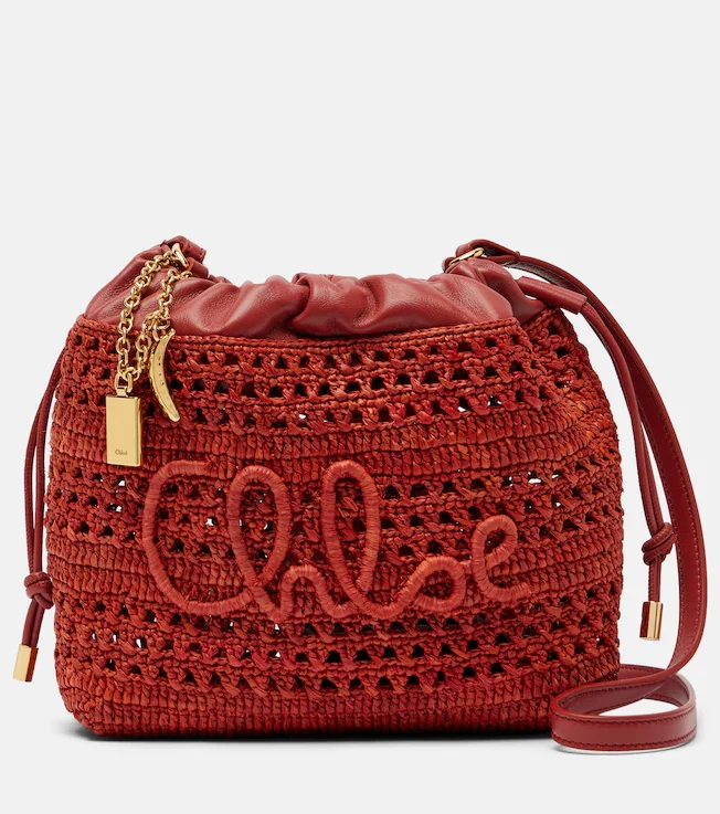 Summer Banana Mini raffia shoulder bag