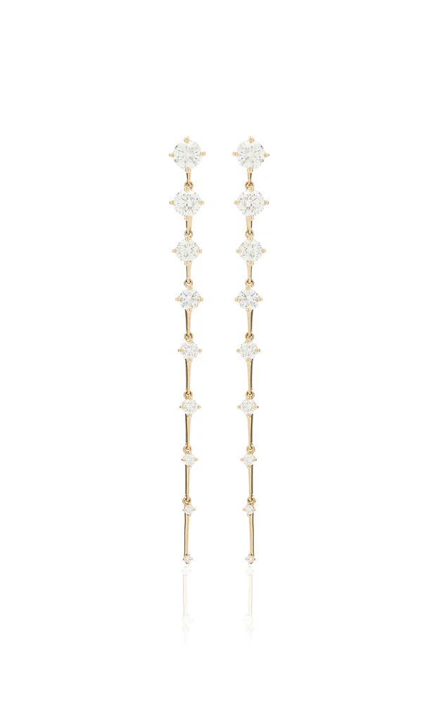Sequence Long 18K Gold Diamond Earrings