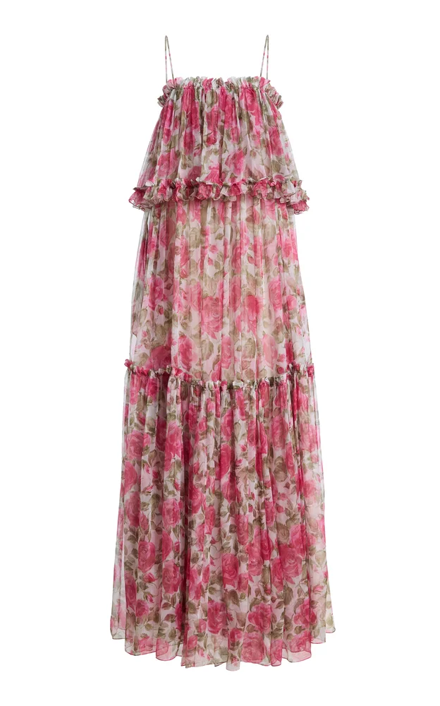 Floral-Print Silk Maxi Dress