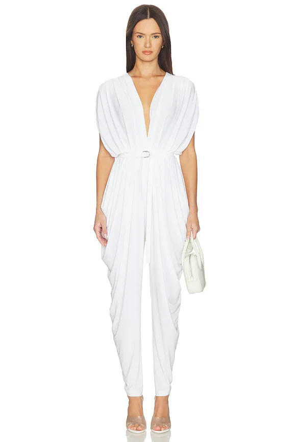 Square Sleeve Waterfall Jumpsuit