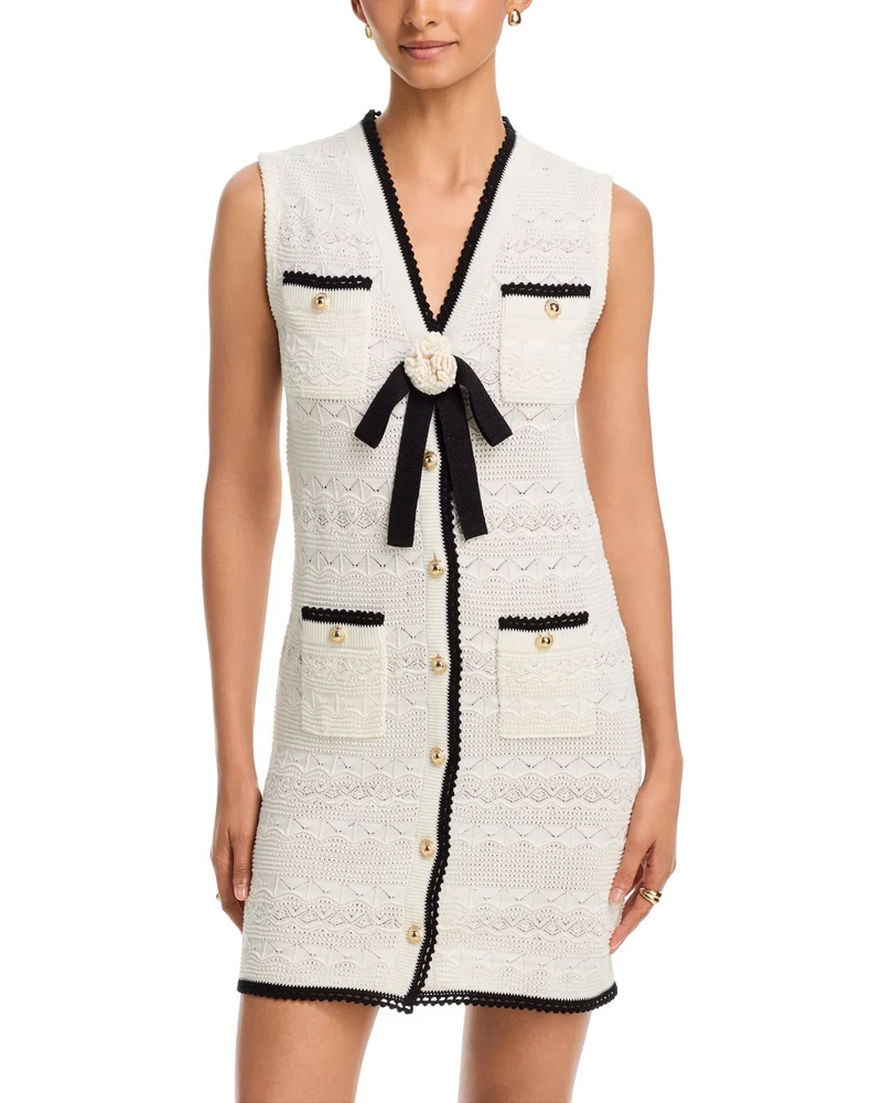 Pointelle Knit Mini Dress