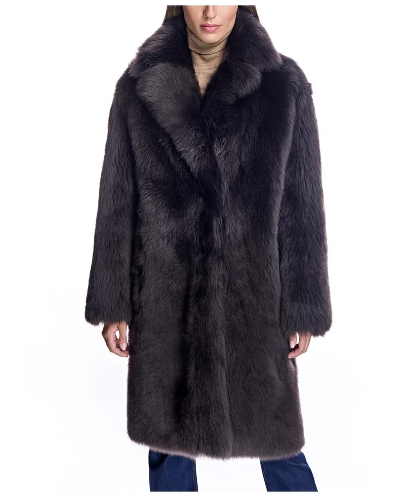 Shearling Coat with Notch Collar