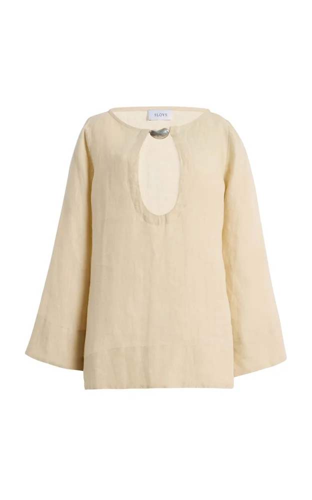 Exclusive Keyhole Linen Mini Kaftan Set