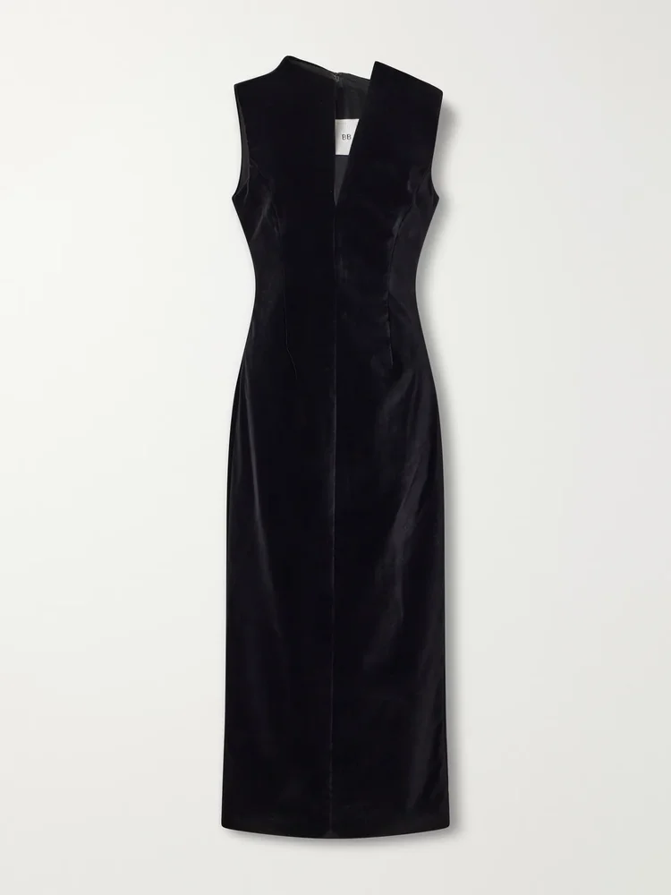 Farren bustier darted silk-velvet maxi dress