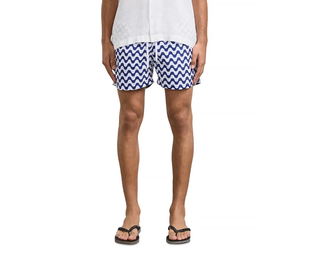 Copacabana Wavy Stripe Classic Fit Swim Trunks