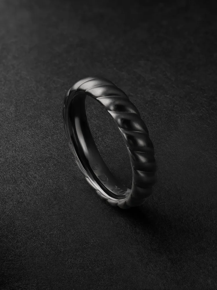 Sculpted Cable Titanium Ring