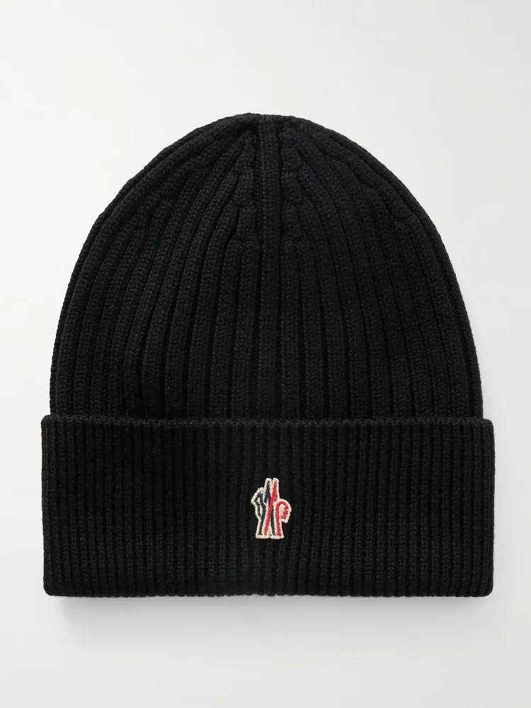 Logo-Appliquéd Ribbed Virgin Wool Beanie