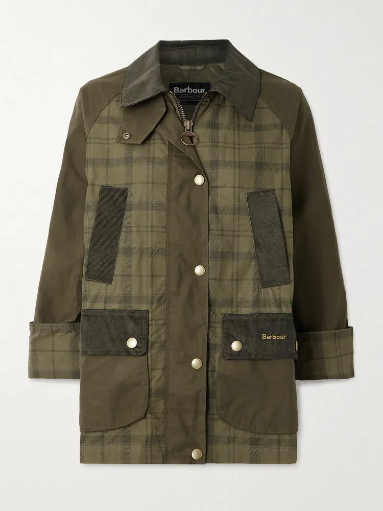 Beadnell corduroy-trimmed checked cotton jacket