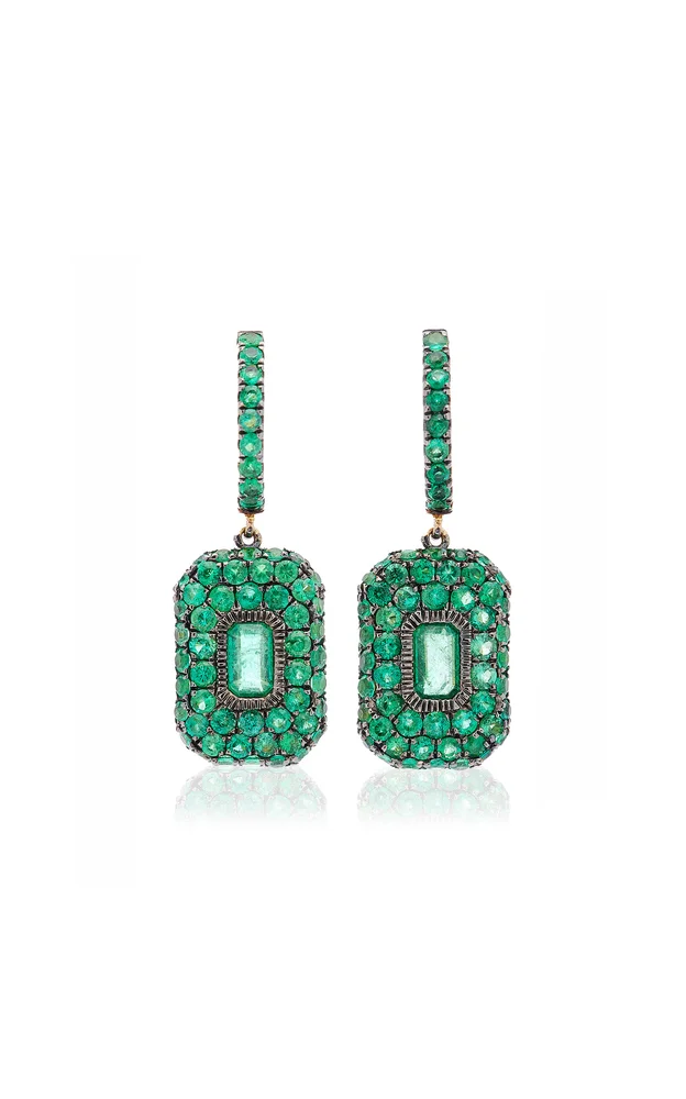 18K Yellow Gold Emerald Earrings