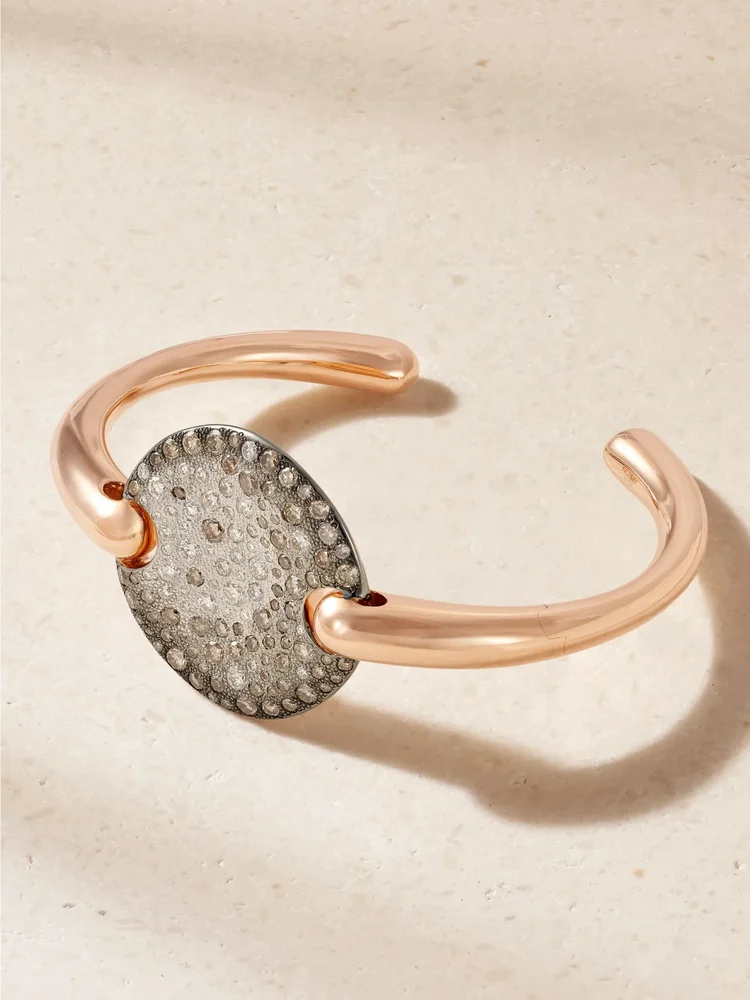 Sabbia 18-karat rose and rhodium-plated white gold diamond bangle