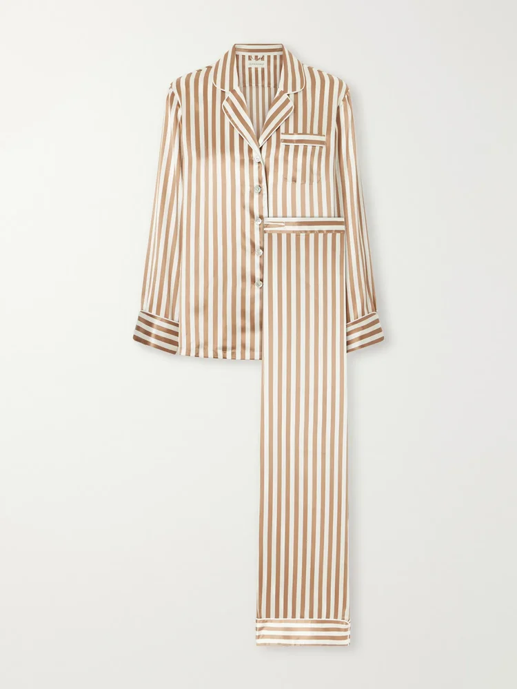 Lila striped silk-satin pajama