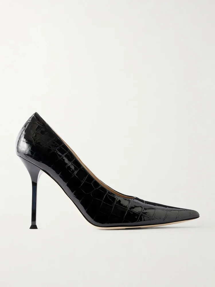 Helix 95 croc-effect patent leather pumps