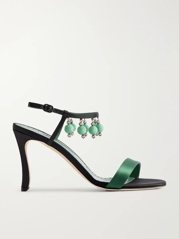 kasasan 90 bead embellished satin sandals