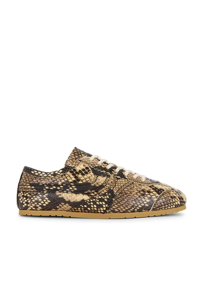 Beige Snake Calf Print Sneaker