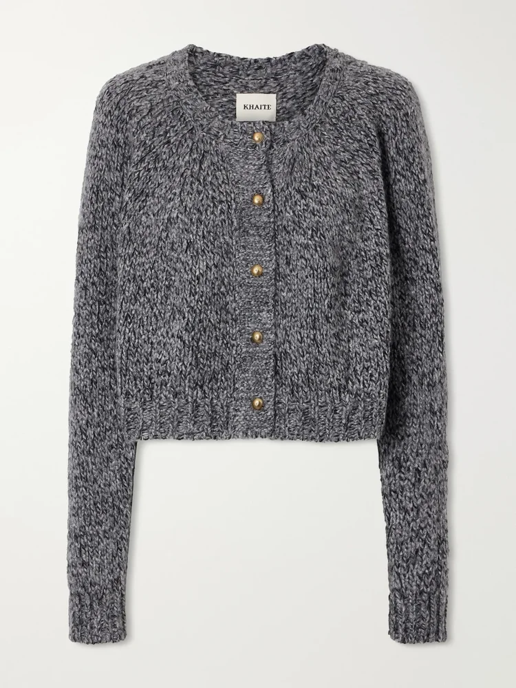 Niels Cropped Cashmere and Silk-Blend Melange Cardigan