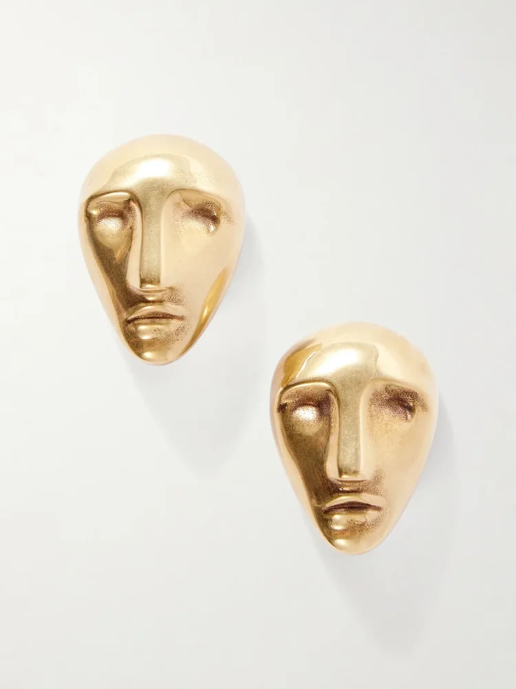 Visage 18-karat gold-plated earrings