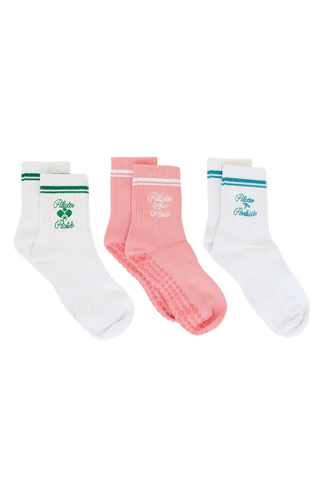 Assorted 3-Pack Country Club Nonslip Grip Crew Socks