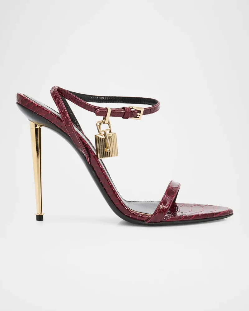 105mm Lock Embossed Leather Sandals