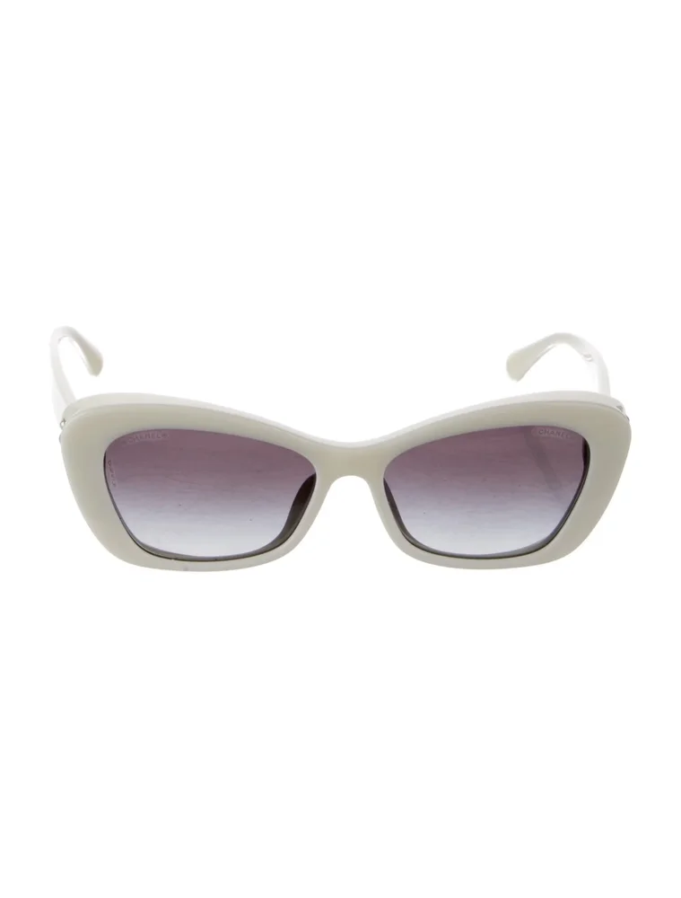 Interlocking CC Logo Ivory Cat-Eye Sunglasses