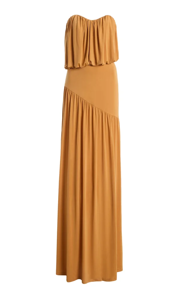 Withheld Gathered Crepe Maxi Dress