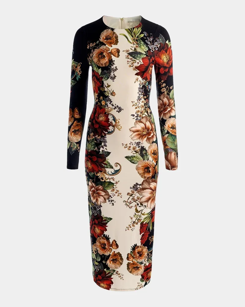Delora Colorblocked Floral Sheath Midi Dress