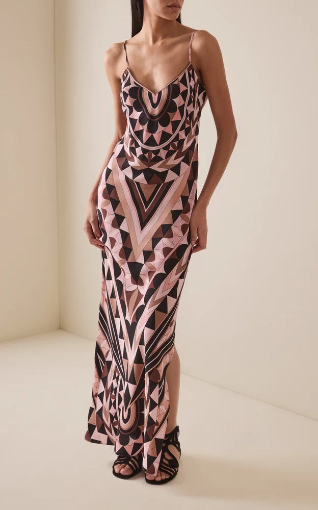 Printed Silk Crepe De Chine Maxi Dress