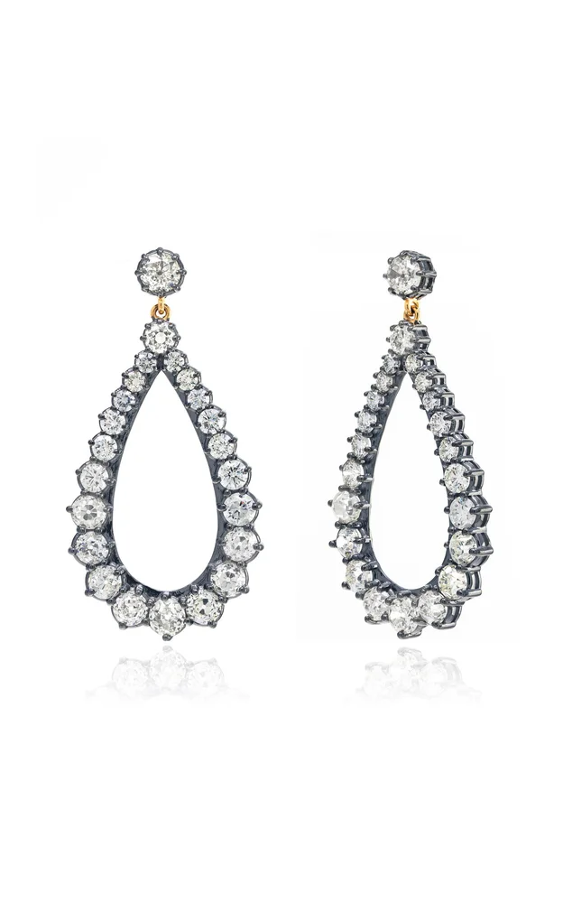Blackened Chandelier 18K Yellow Gold Rhodium-Plated Diamond Earrings
