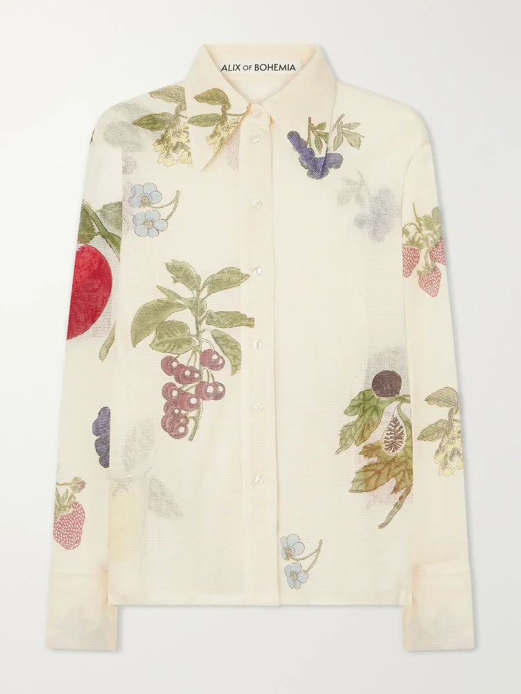 Dana Nine Fruit printed cotton-mesh shirt